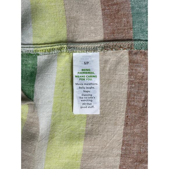 Aerie Linen Striped Mini Dress with Side Cutouts Size Small - Picture 9 of 10